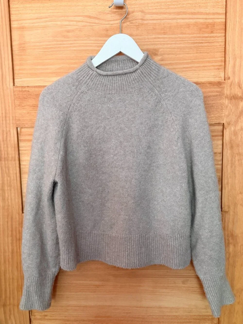 J Crew Rollneck Super Soft Yarn Neutral Merino Wool Blend Sweater Women size XS